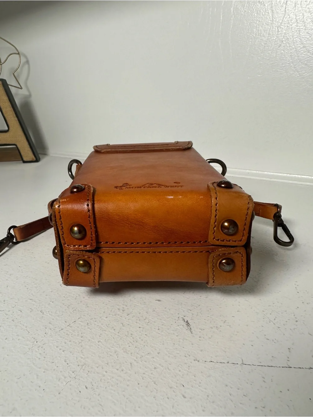 **SOLD**Montana West Leather Crossbody Bag 8x5 Tan Western Purse Mini - Picture 7 of 9